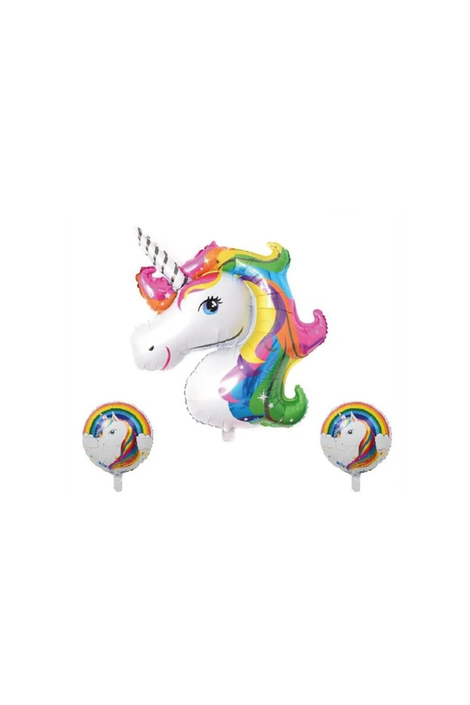 Unicorn Renkli 3’lü Set Folyo Balon