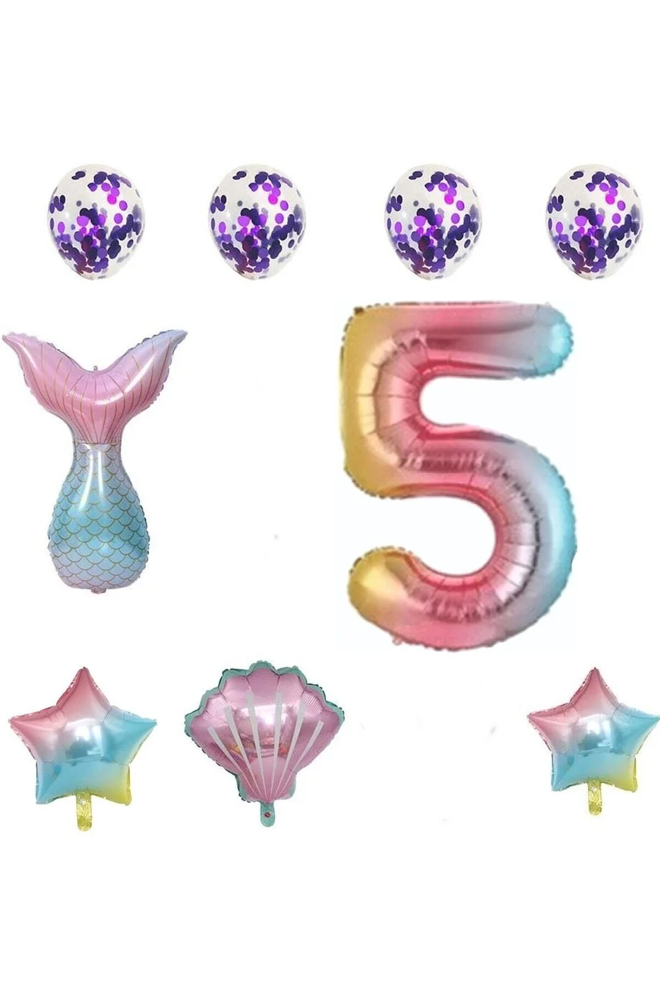 5 Yaş Gökkuşağı Deniz Kızı Balonları Doğum Günü Partisi Malzemeleri Doğum Günü Partisi Süslemeleri gorsel 4