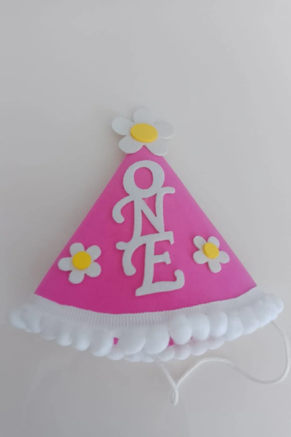 Papatya Temalı Pembe One şapka 1 yaş doğum günü şapkası Kukuleta One 1 Yaş Papatya Temalı Şapka Süsü gorsel 6