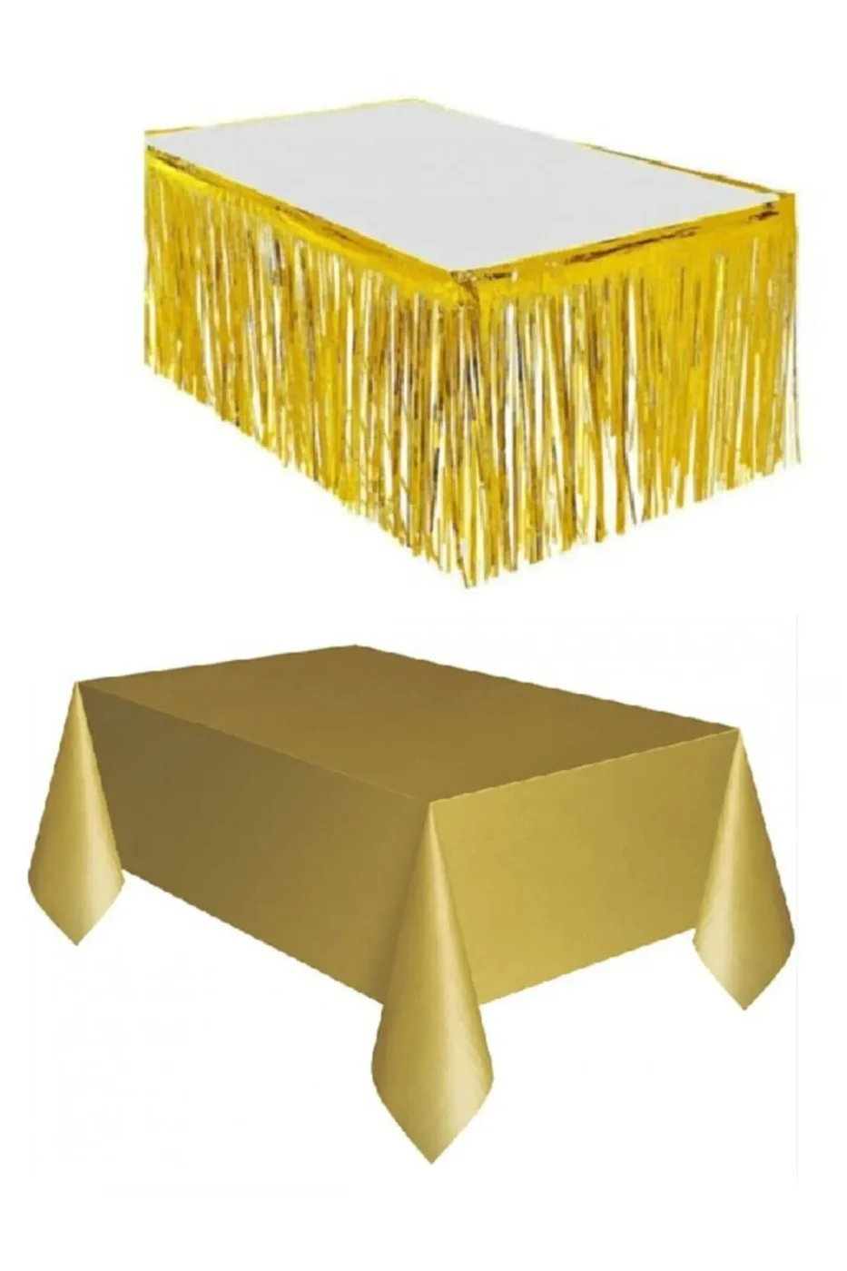 Gold Metalize Masa Etegi + Plastik Gold Masa Örtüsü gorsel 2