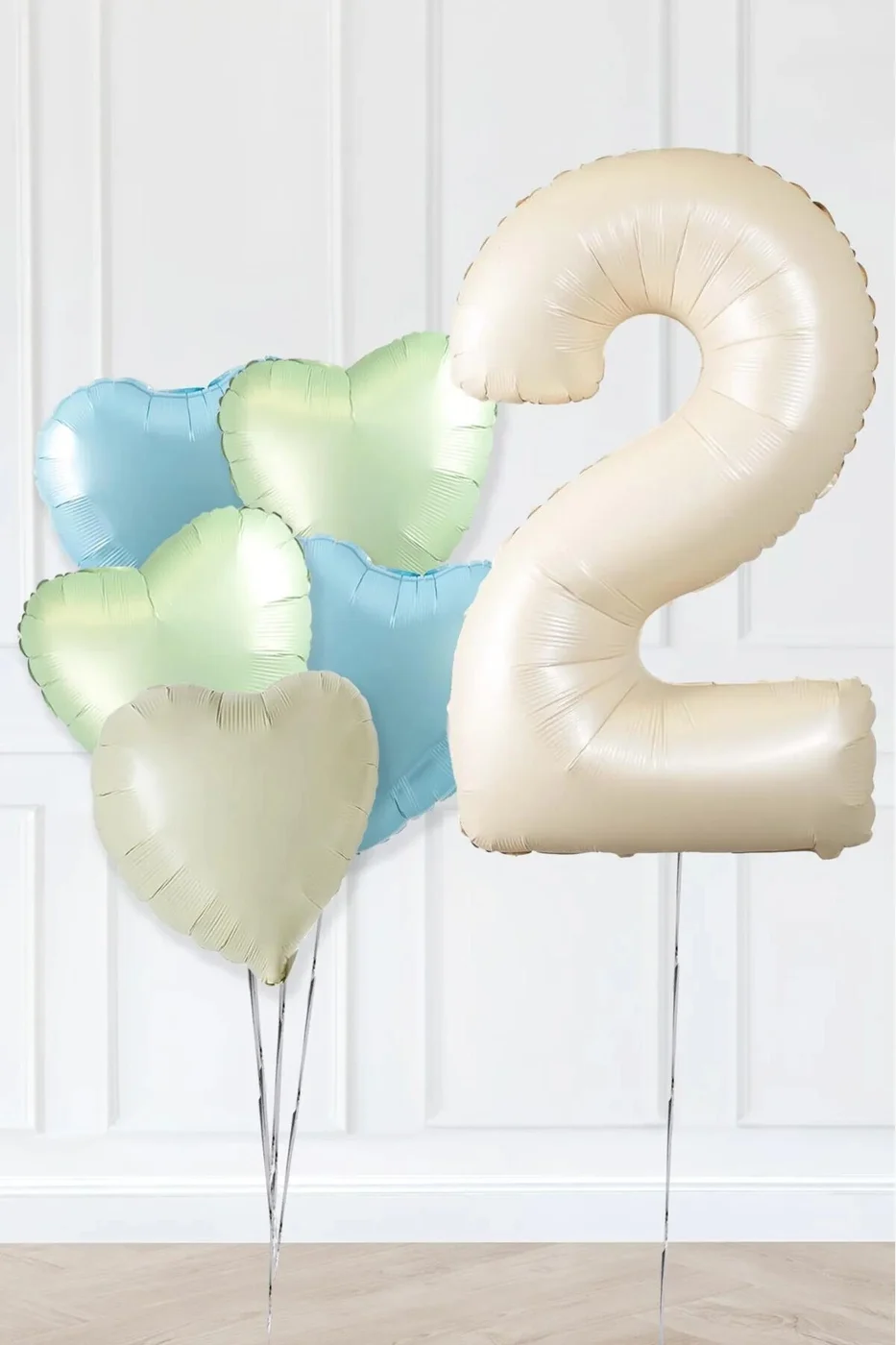 Bej Yaş Balonlu  Retro Yeşil Mavi Kalpli Balon Seti Deniz Kumu Krem Retro Doğum Günü Rakam Yaş Balon