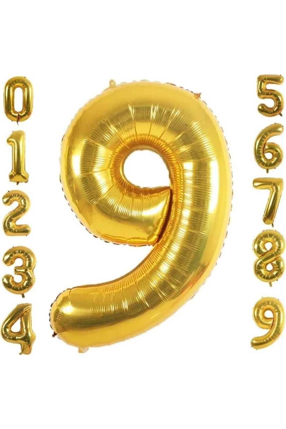 9 Yaş Rakam Folyo Balon Altın Renk 76 Cm 16 Inç -dogum Günü -parti-kutlama gorsel 2