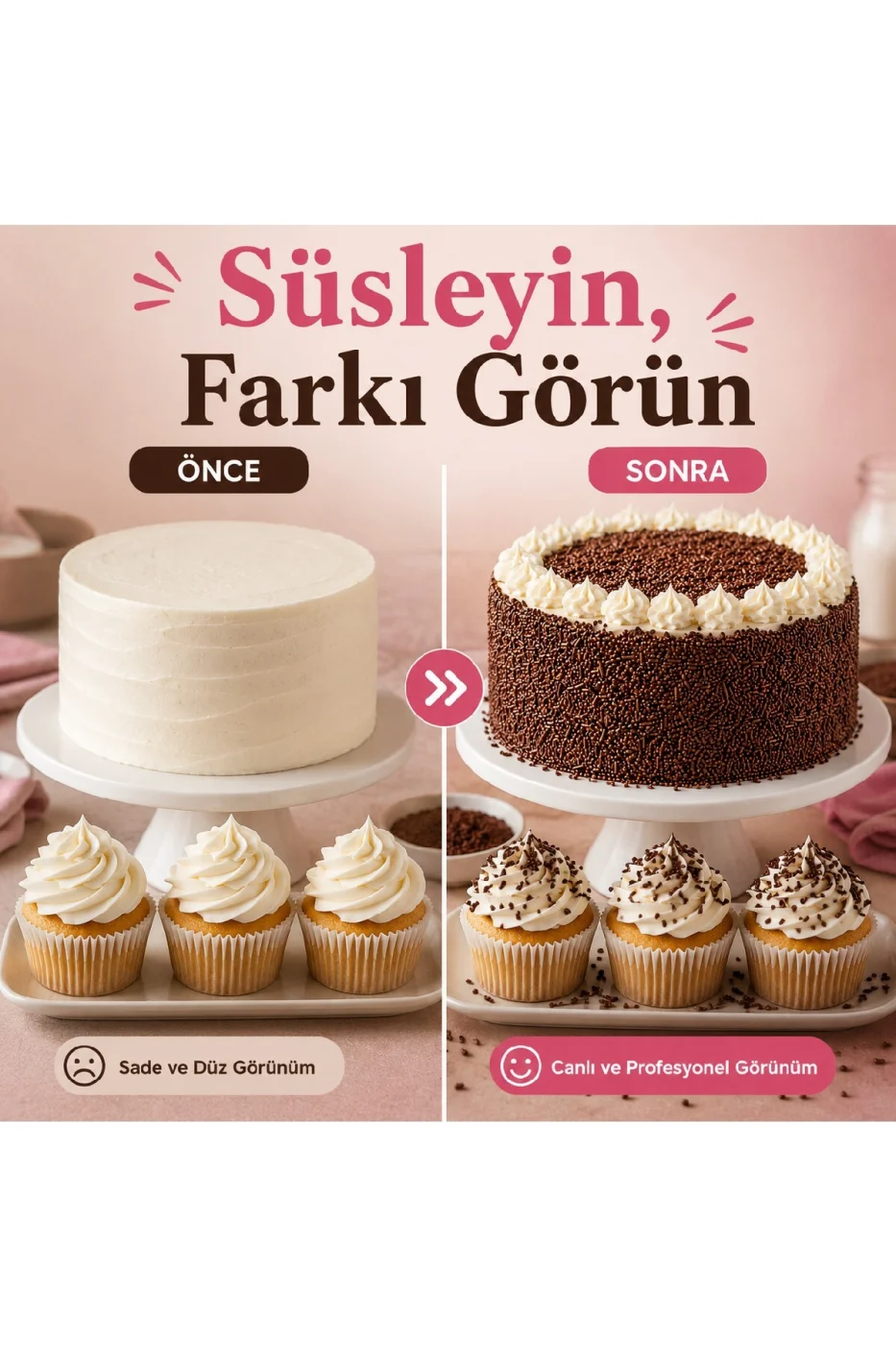 🌟Kahverengi Granül Pasta Süsü 200 Gr | Pasta, Cupcake, Donut, Kurabiye ve Tatlı Süsleme Şekeri gorsel 2
