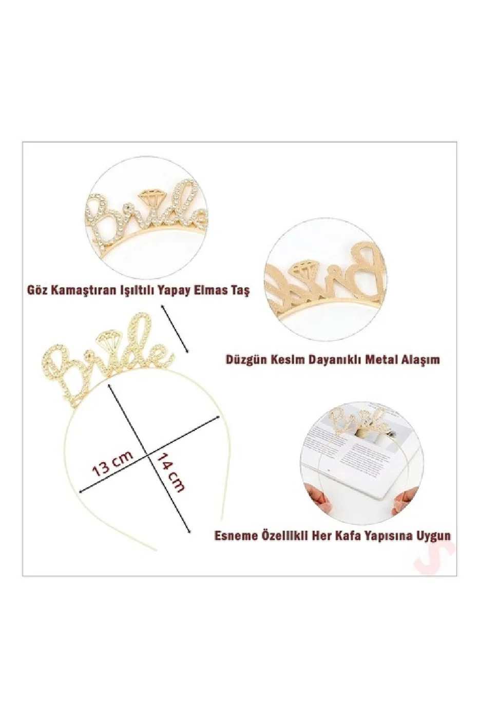 Taşlı Metal Bride Taç Kristal Parlak Taşlı Bride Taç Bekarlığa Veda Partisi Tacı gorsel 4
