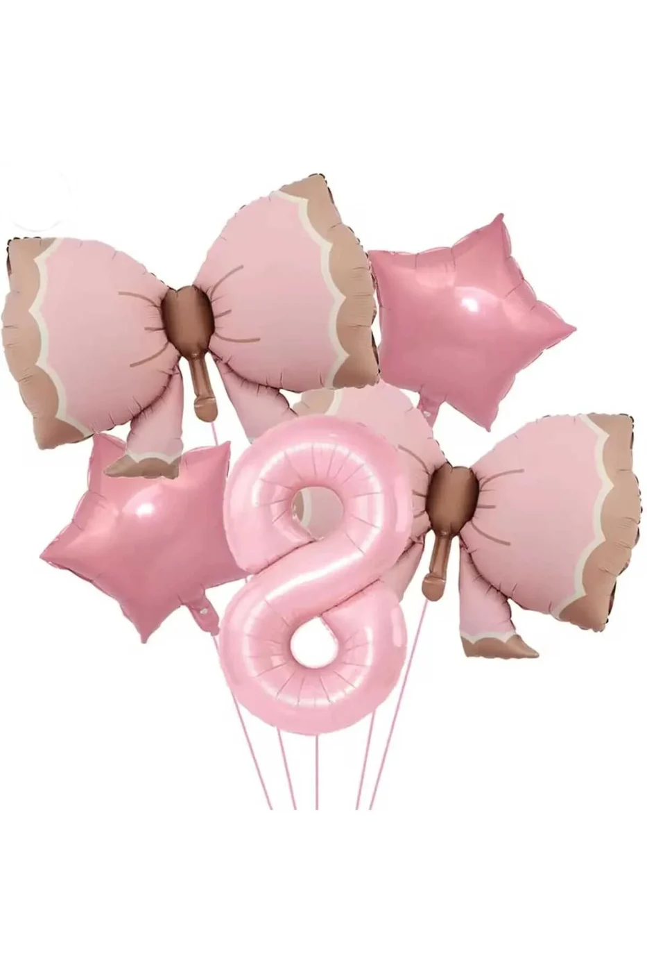 8 YAŞ PEMBE RENKLİ RETRO PEMBE FİYONKLU BALONLU DOĞUM GÜNÜ PARTİ SETİ SÜSÜ gorsel 2
