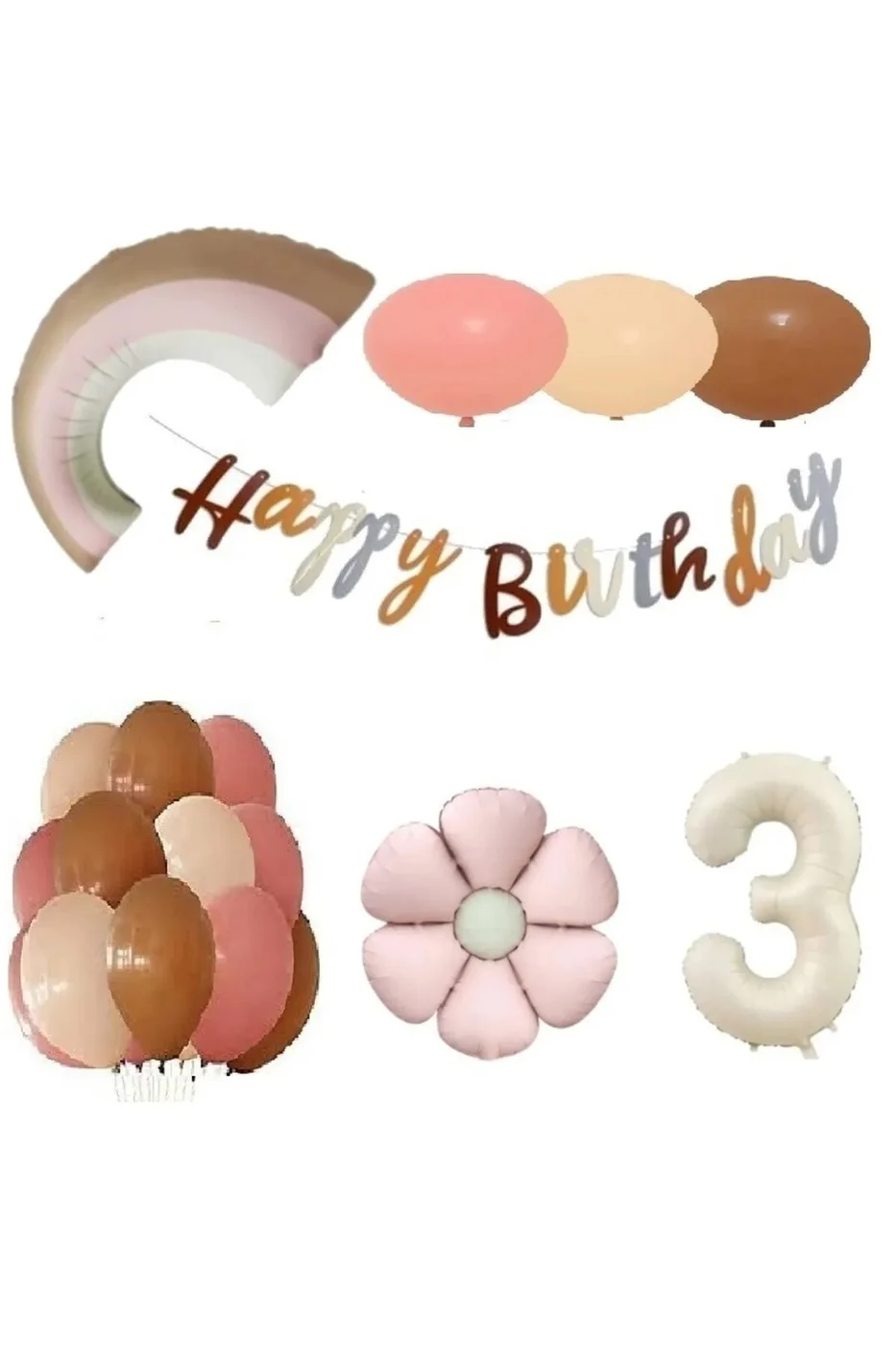 PEMBE PAPATYA FOLYOLU RETRO YAŞ BALON DOĞUM GÜNÜ PARTİ SETİ SÜSÜ