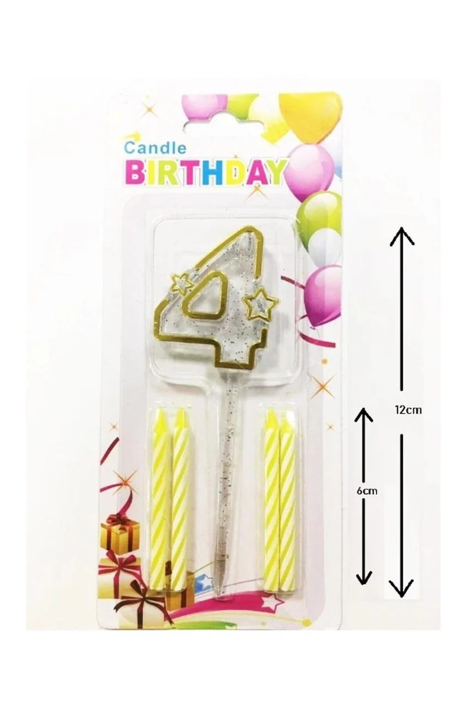 MİKA ŞEFFAF 4 RAKAM GOLD MUM 12CM