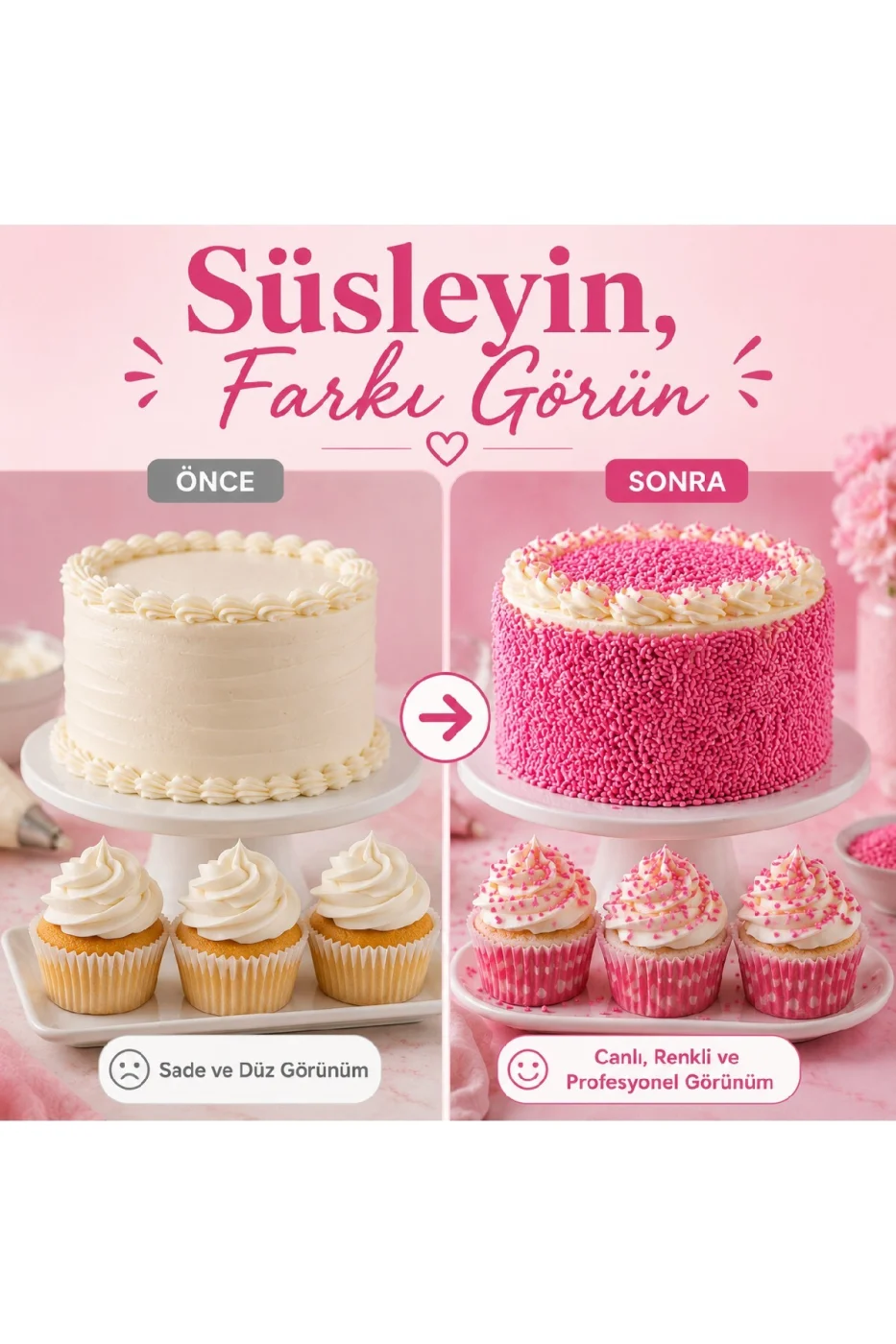 🌟 Pembe Granül Pasta Süsü 200 Gr | Pasta, Cupcake, Donut, Kurabiye ve Tatlı Süsleme Şekeri gorsel 4