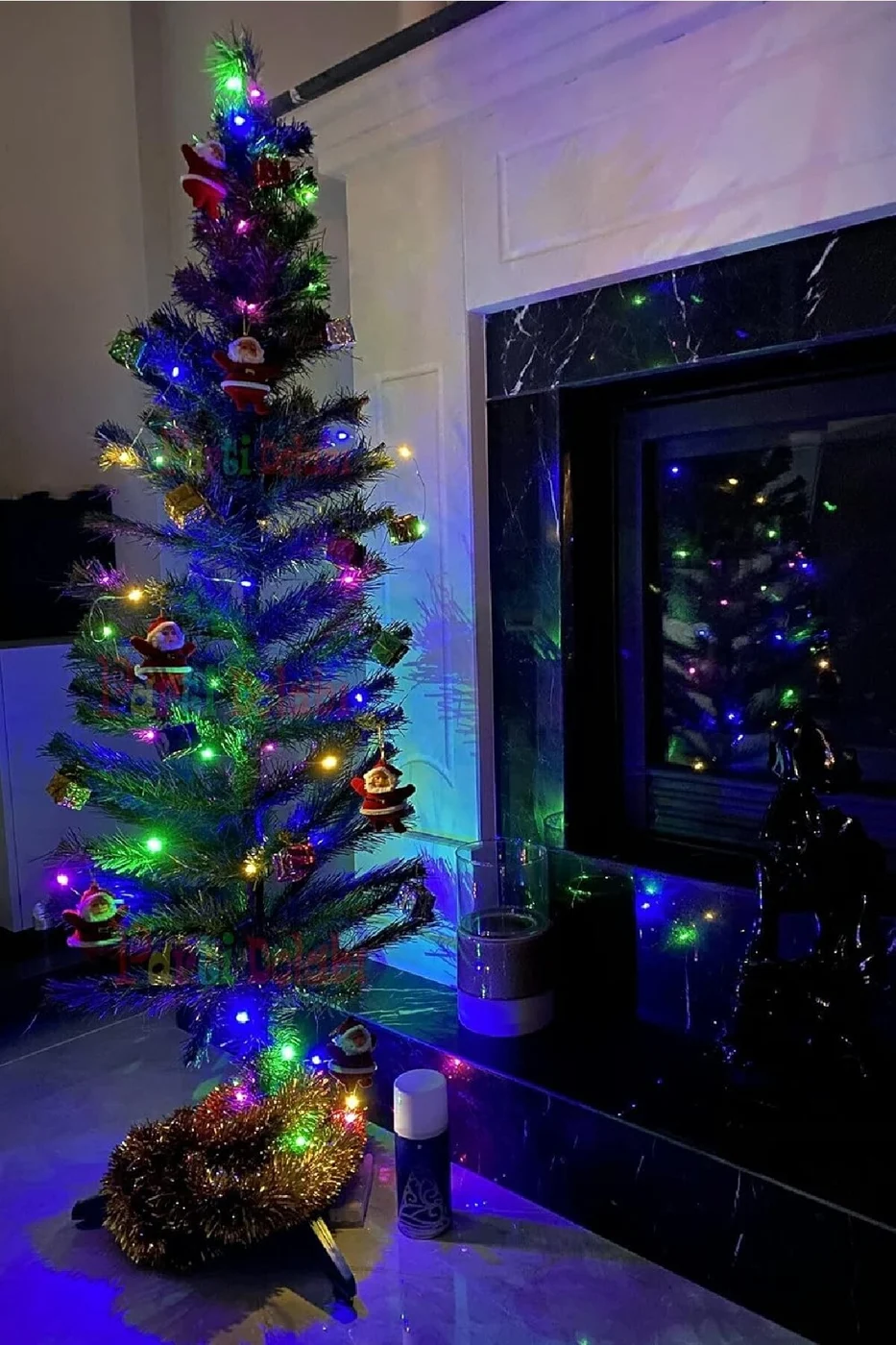 90 Cm Yılbaşı Çam Ağacı Seti 5 Metre Peri Led Işıklı Ve Yılbaşı Süsleri Paketi, Kar Spreyi gorsel 3