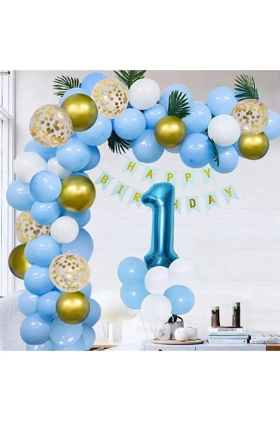 Mavi Doğum Günü Tema Parti 1 Yaş Süslemeleri Balon Doğum Günü Parti Süsü