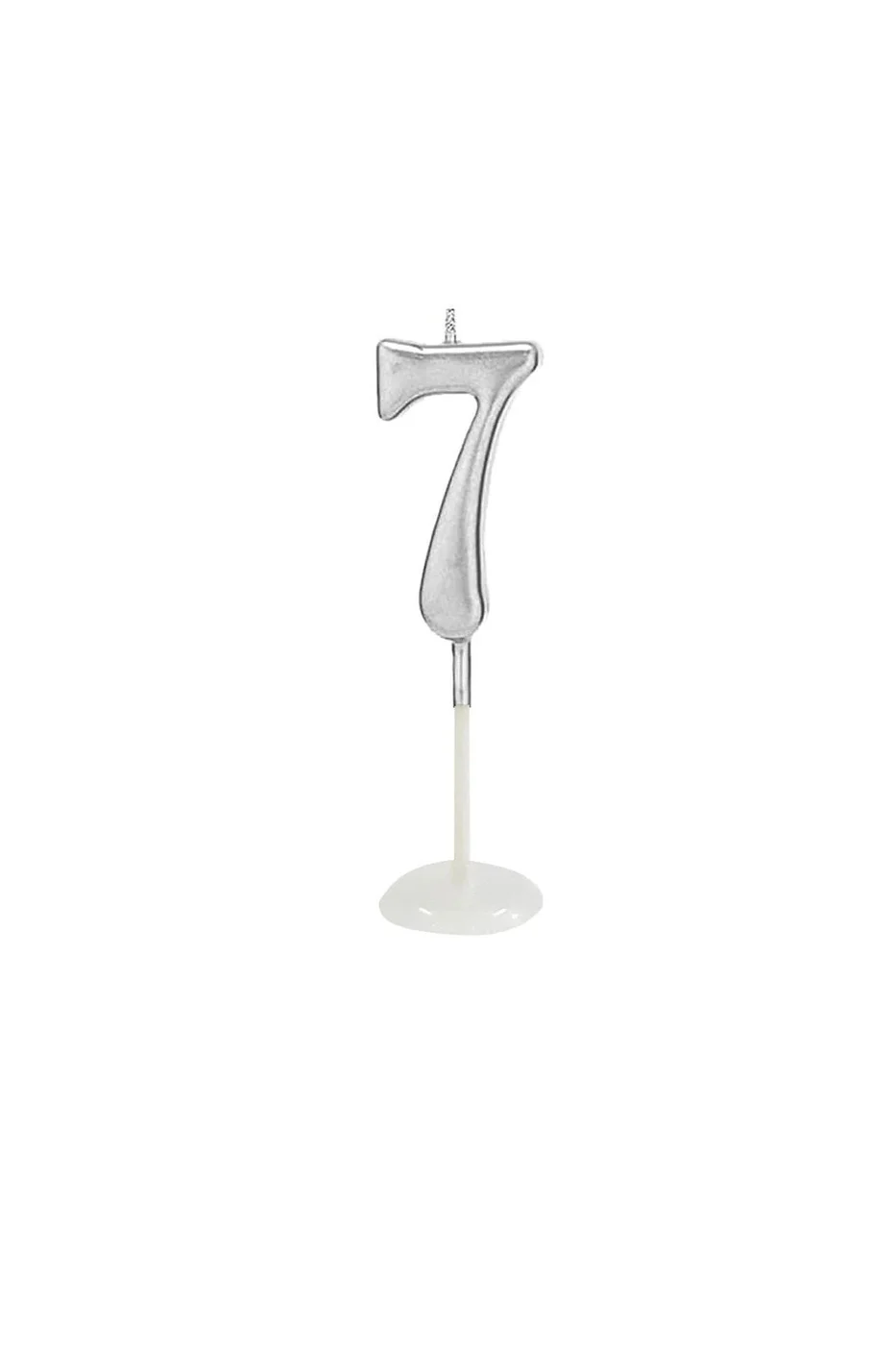 KÜÇÜK BOY 7 RAKAM GÜMÜŞ MUM 8CM