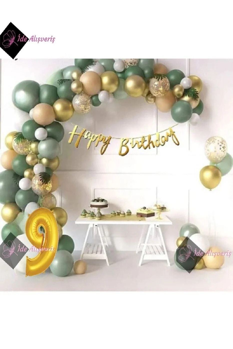 Küf Yeşilli Lüks Yaş Doğum Günü Parti Süsü Balon Seti