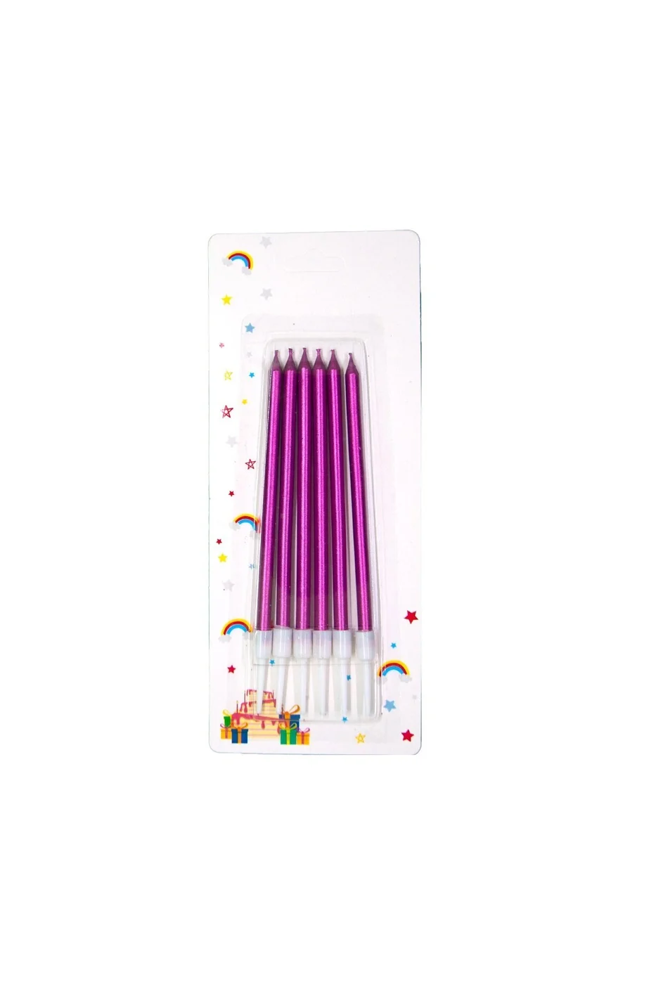6 LI İNCE UZUN PEMBE MUM 13CM