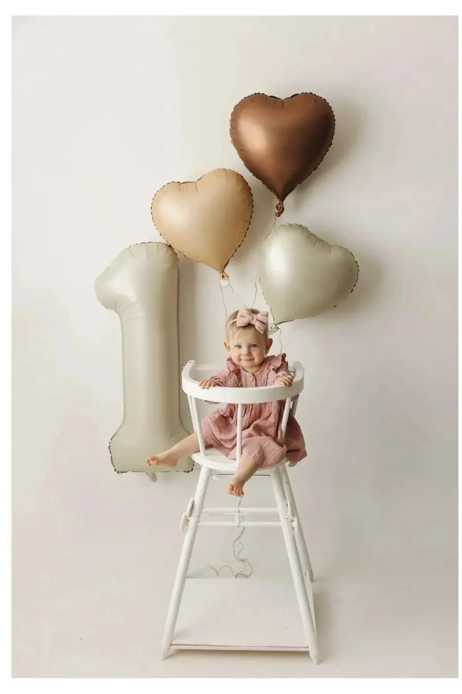 Retro Pastel Kahve Tonlar  Yaş Folyolu 4 Parça Balon Seti