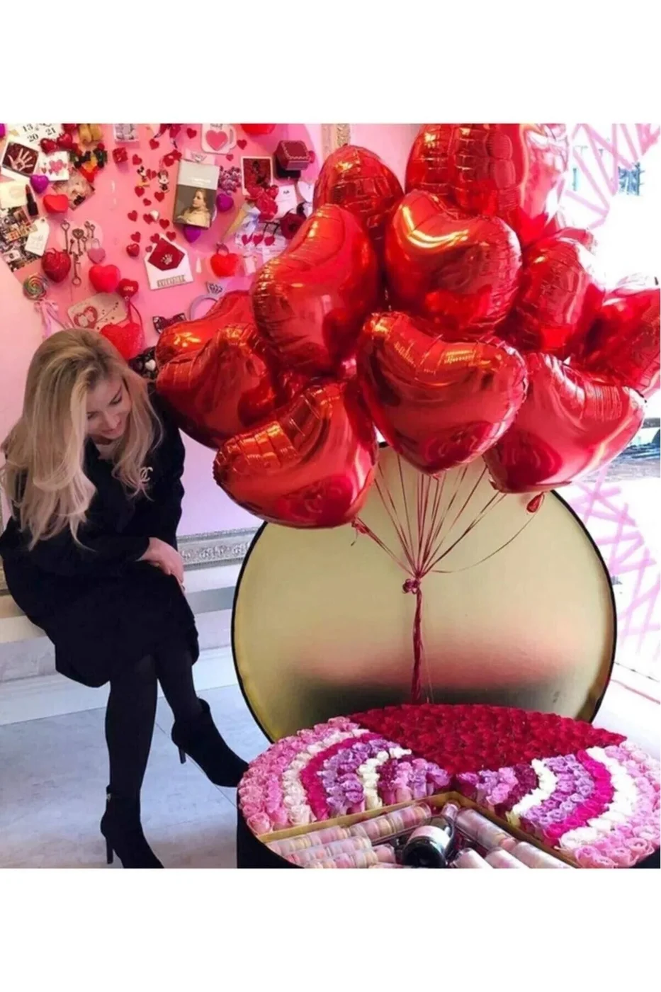 Folyo Kalpli Uçan Kalp Balon 5 Adet 45 Cm Kırmızı Romantik Evlilik Teklifi gorsel 6