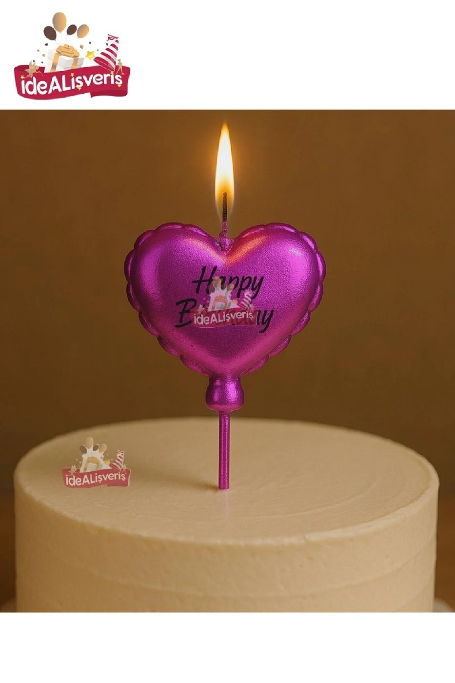 HAPPY BİRTHDAY KALP PEMBE MUM gorsel 4