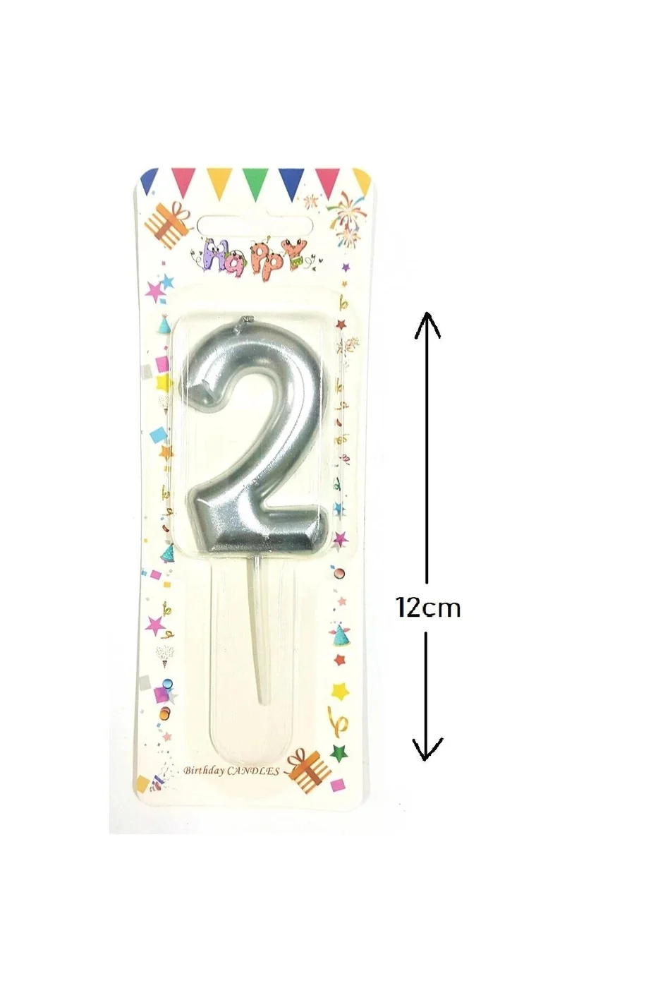 BÜYÜK BOY 2 RAKAM GÜMÜŞ MUM 12CM
