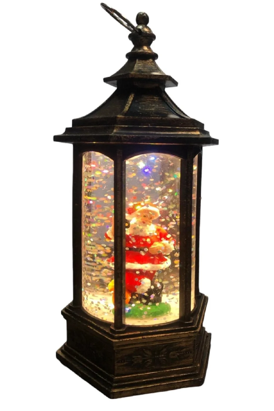 Küre Altıgen Noel Baba Işıklı 14 Cm