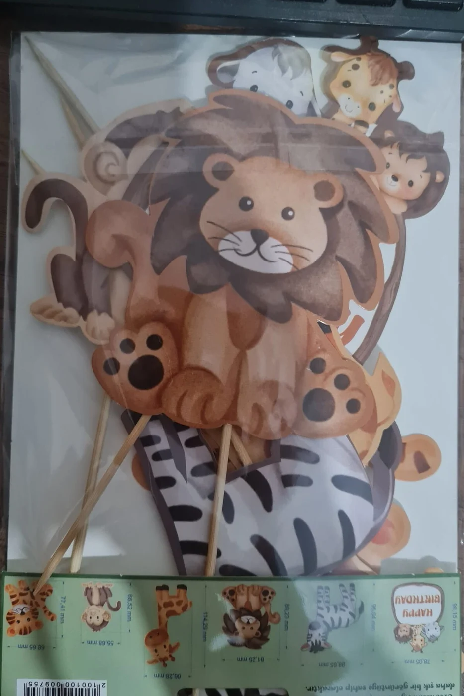 6 adet, Safari Temalı Doğum Günü Pasta Süsü Safari Baby Animal Pasta Süsü gorsel 4
