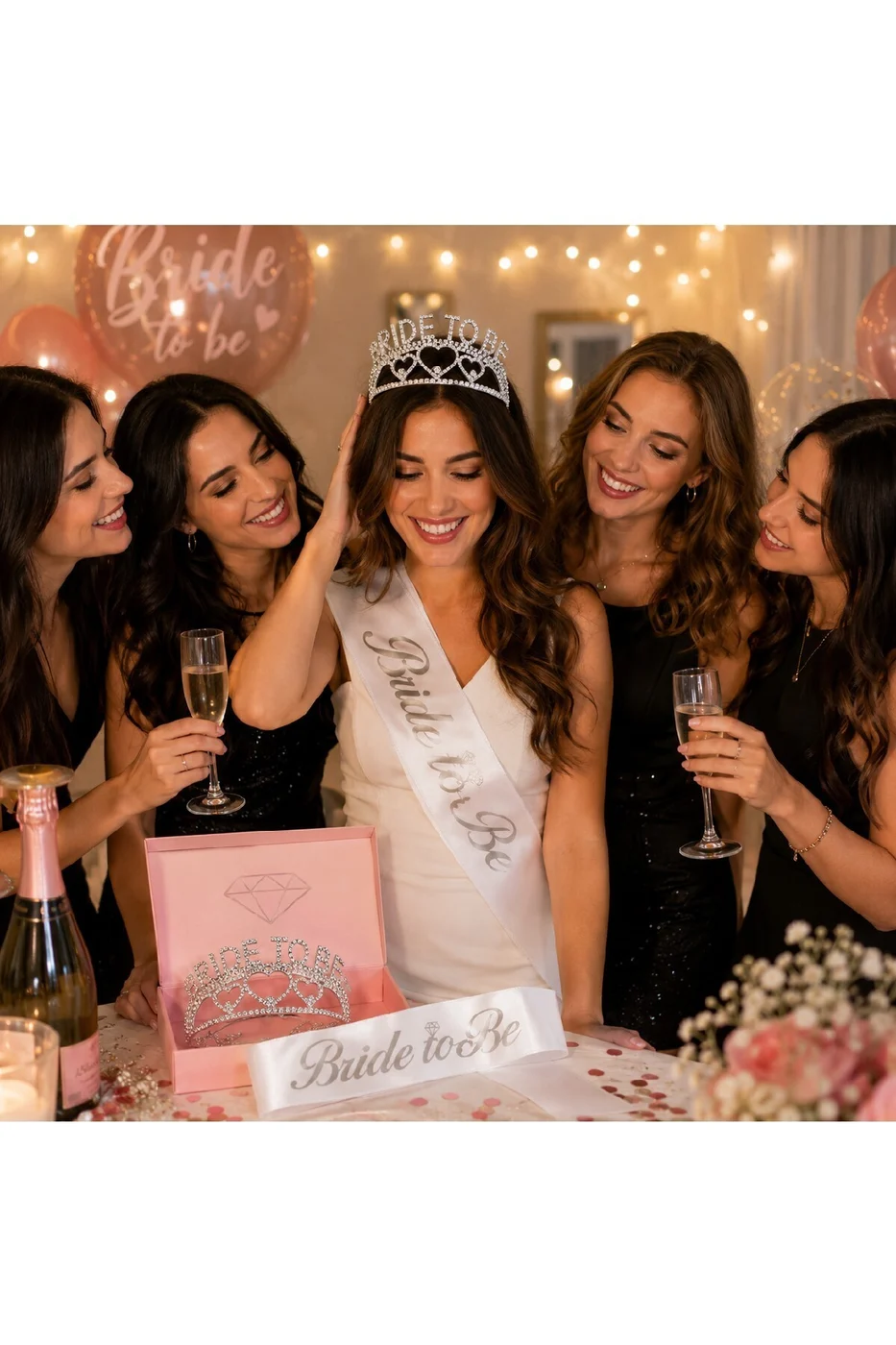 Bride To Be Taç ve Kuşak Seti Bekarlığa Veda Partisi Gelin Tacı Kuşağı gorsel 2