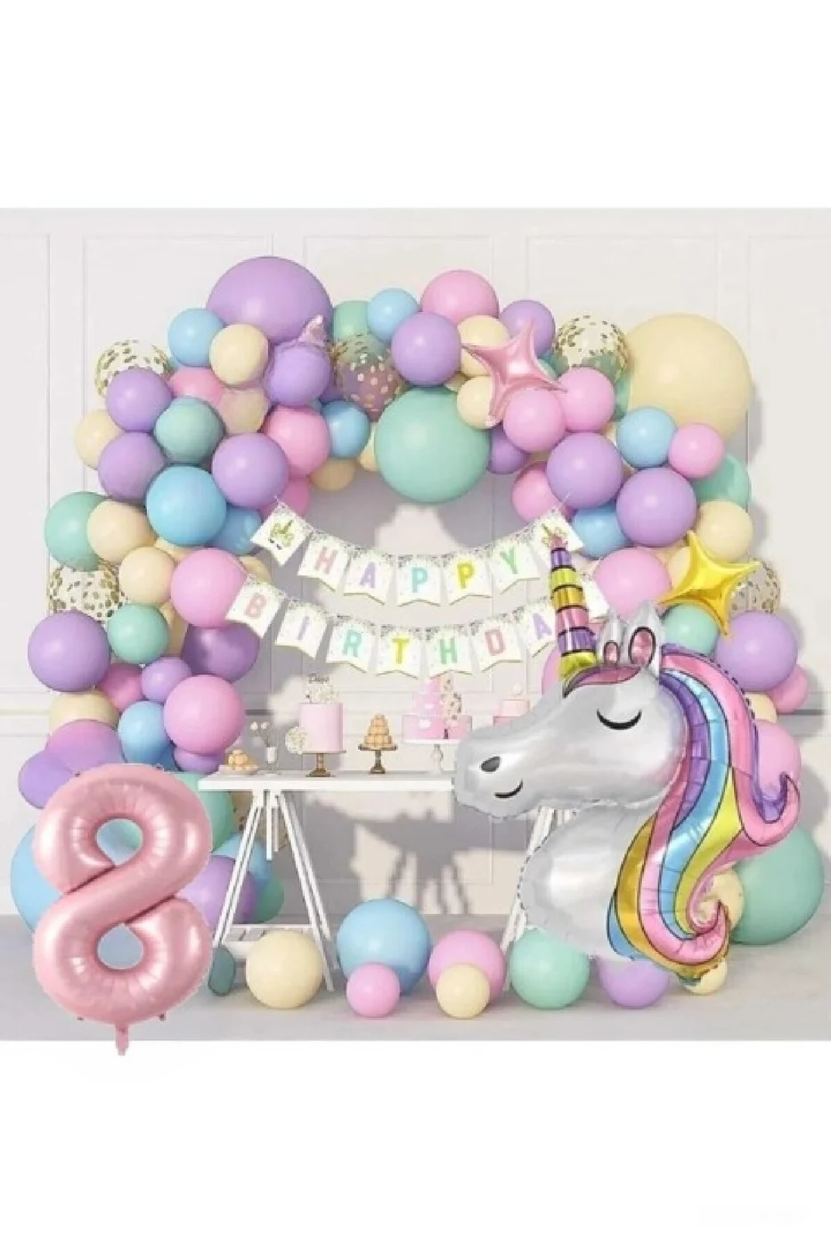 Kız Çocuklar Için  Unicorn Lüks Doğum Günü Parti Seti Süsü gorsel 2