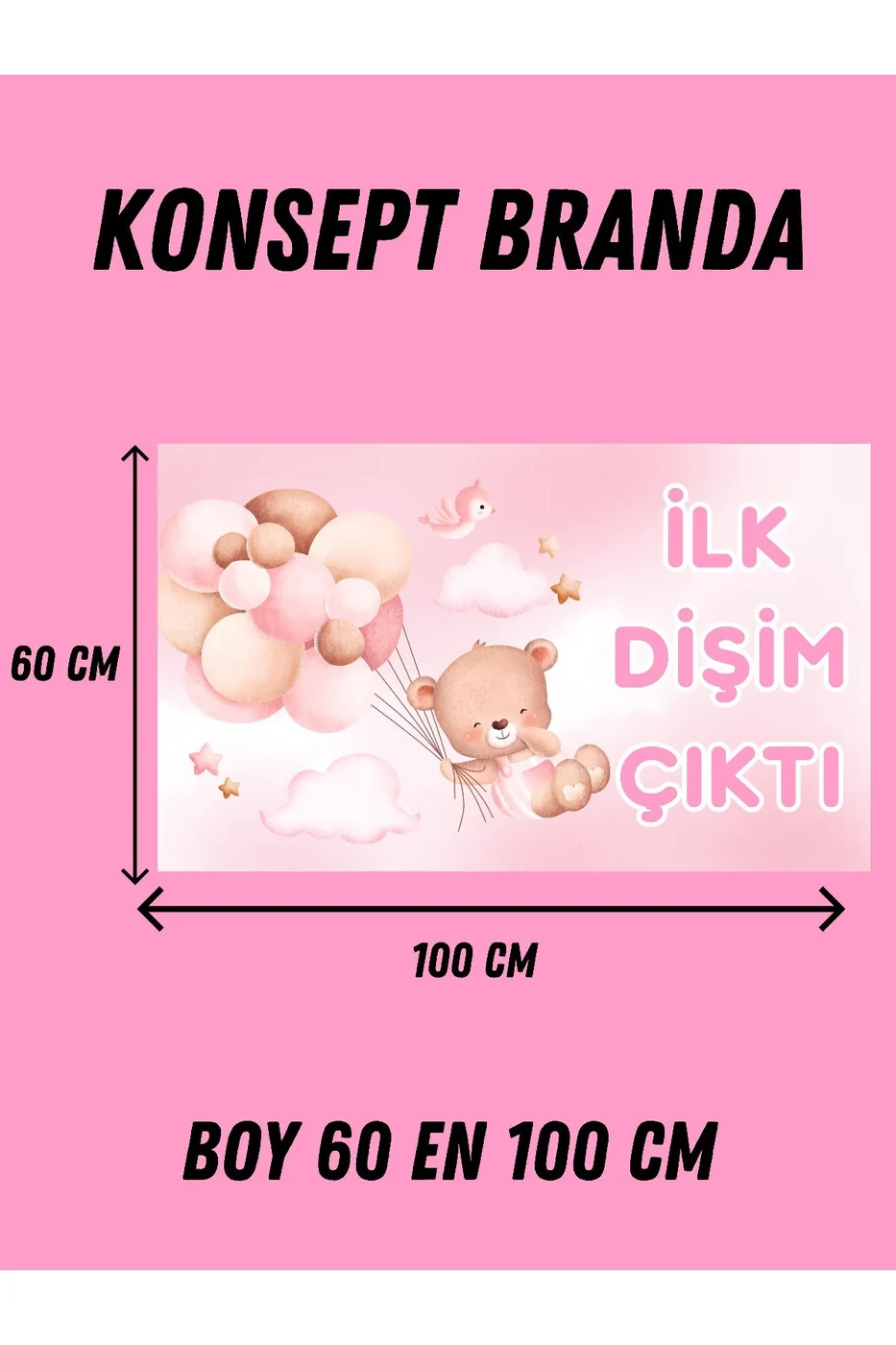 Dişim Çıktı İlk Dişim Temalı Özel Kız Bebek Afişi Arka Fonu 60x100 Vinil Branda Pankart Süsü gorsel 6
