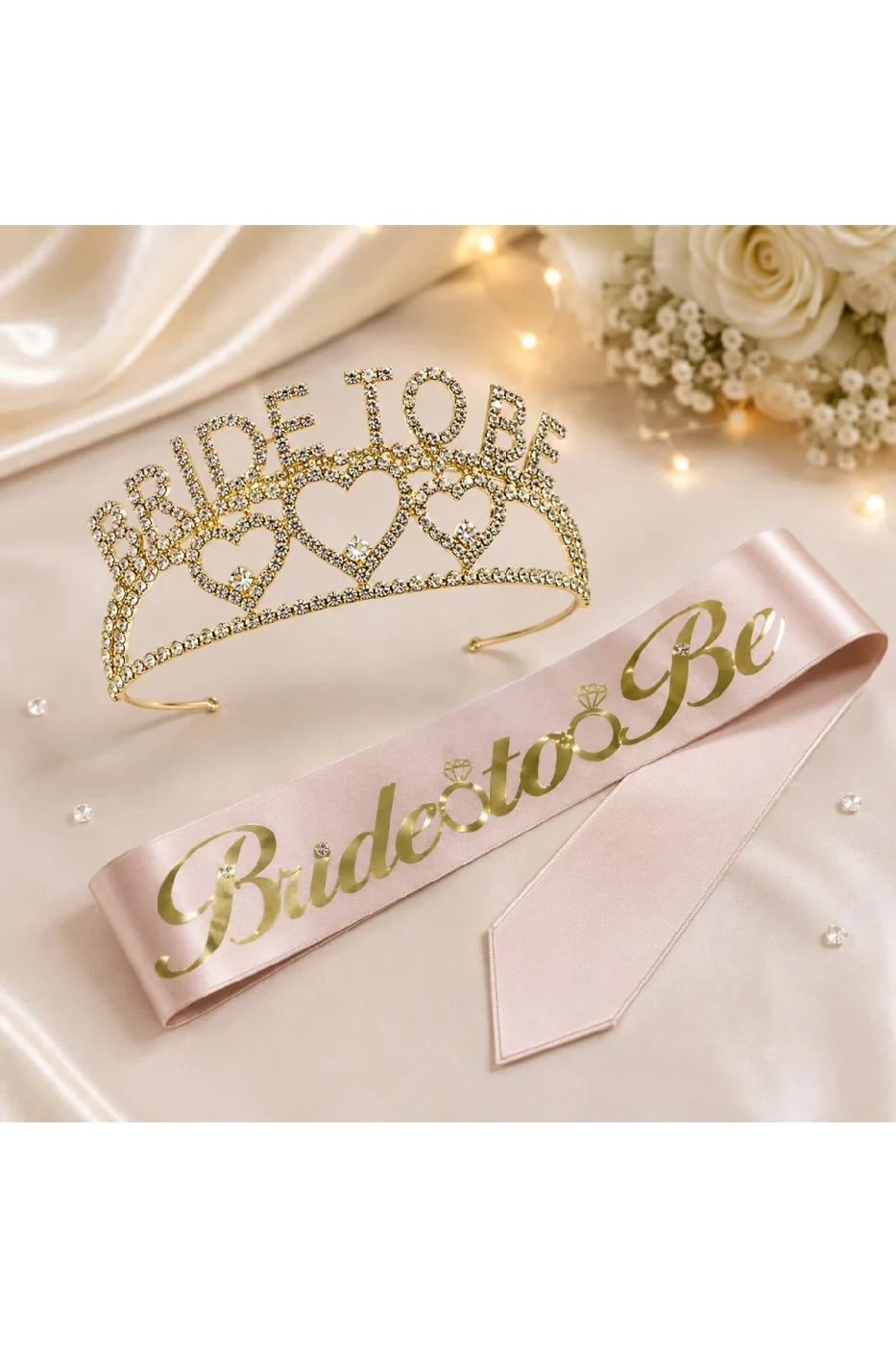 Gold Bride To Be Taç ve Kuşak Seti Bekarlığa Veda Partisi Gelin Tacı Kuşağı