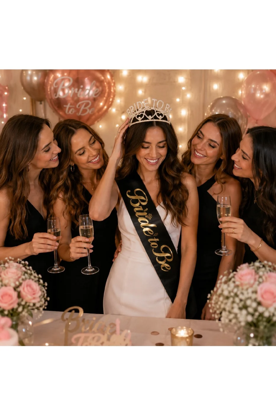 Gold Bride To Be Taç ve Kuşak Seti Bekarlığa Veda Partisi Gelin Tacı Kuşağı gorsel 5