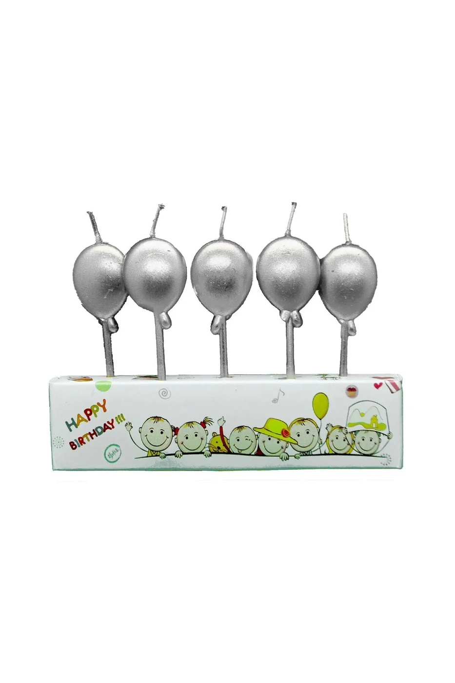 5Lİ CROM BALON GÜMÜŞ MUM