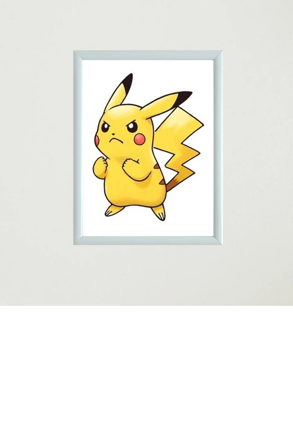 Çocuk Pokemon Go Pikachu Kostümü + Kızgın Surat Pikachu Çerçeveli Poster Tablo gorsel 2
