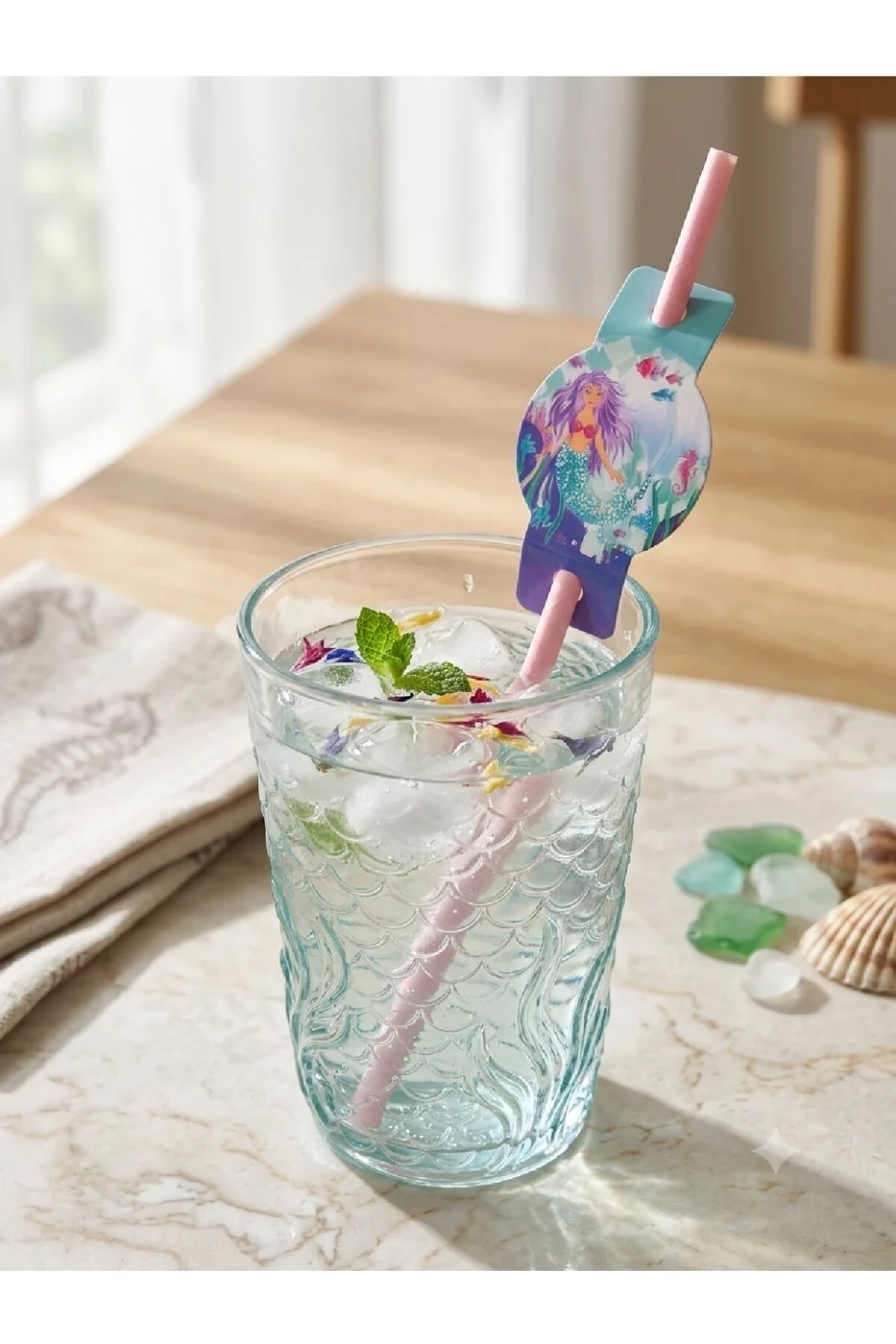 Deniz Kızı Konsept Doğum Günü Pipeti Mermaid 8 Adet Parti Aksesuarı gorsel 2