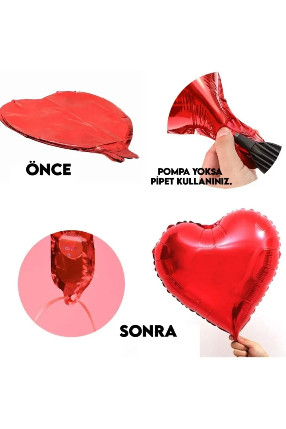 Folyo Kalpli Uçan Kalp Balon 5 Adet 45 Cm Kırmızı Romantik Evlilik Teklifi gorsel 5