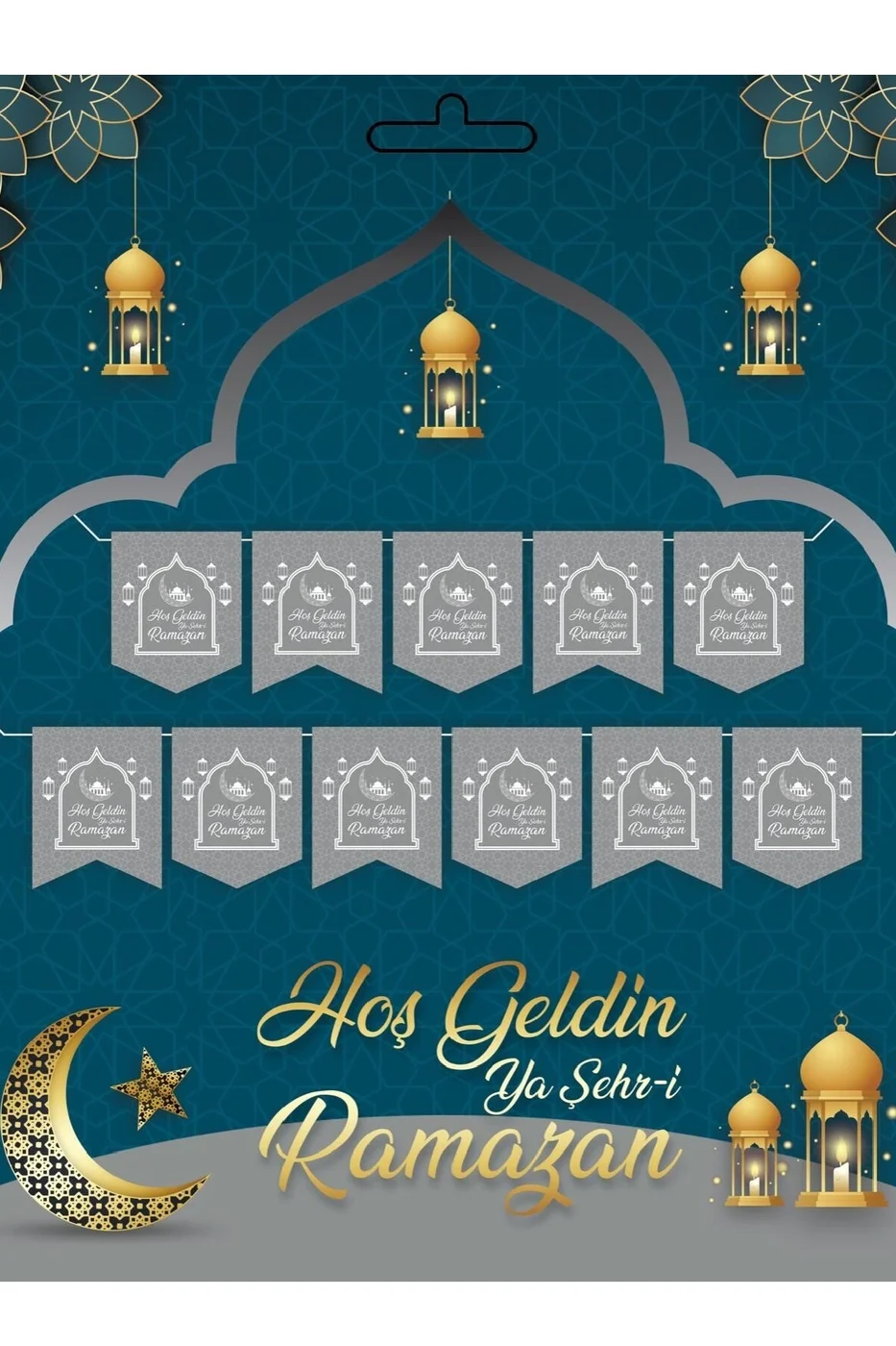 Hoşgeldin Ya Şehr-i Ramazan Yazılı Banner Ramazan Süslemesi 230 cm gorsel 4