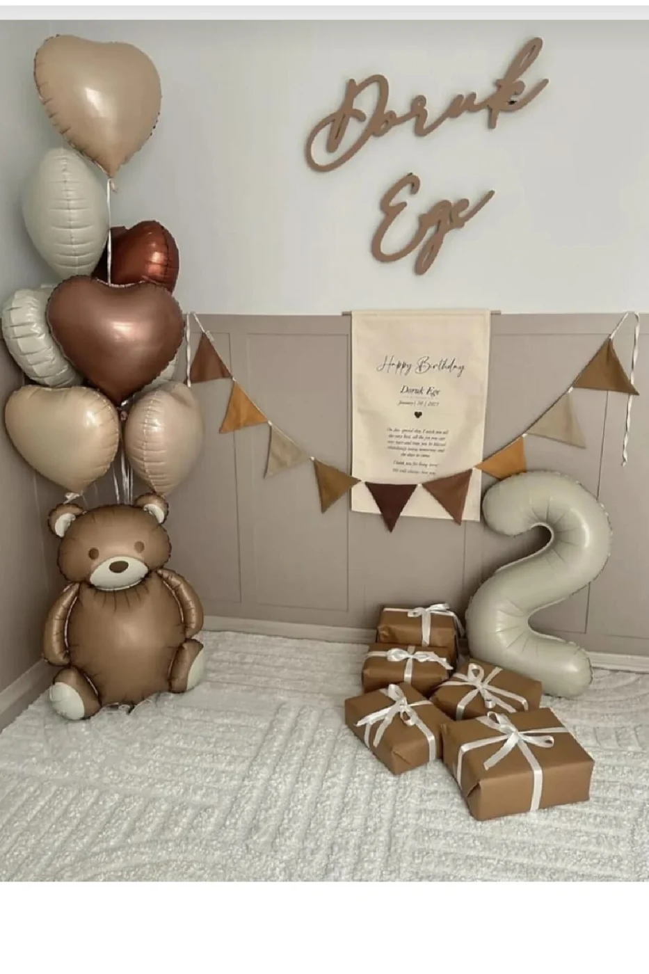 RETRO KALP FOLYO BALONLU RETRO AYI BALONLU RAKAM KREM YAŞ BALONLU DOĞUM GÜNÜ PARTŞ SETİ SÜSÜ gorsel 3