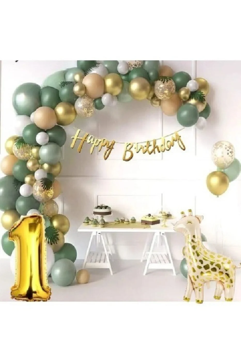 Lüks ZÜRAFA LI Yaş Doğum Günü Süsü Doğum Günü Parti Balon Seti