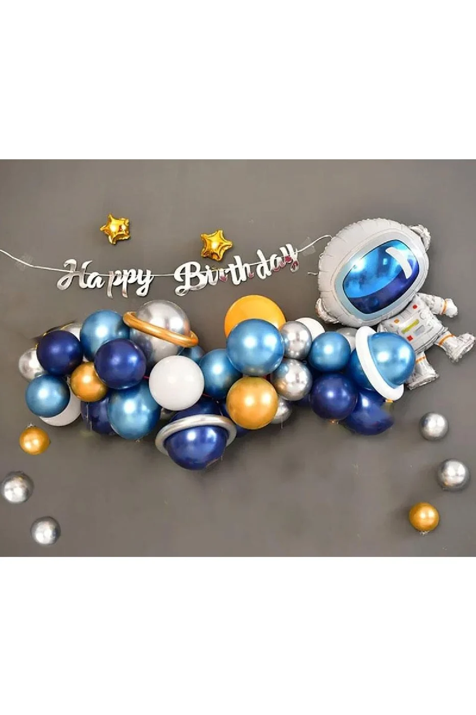 Uzay Astranot Temalı Happy Birthday Kaligrafi Set Doğum Günü Süsü gorsel 4