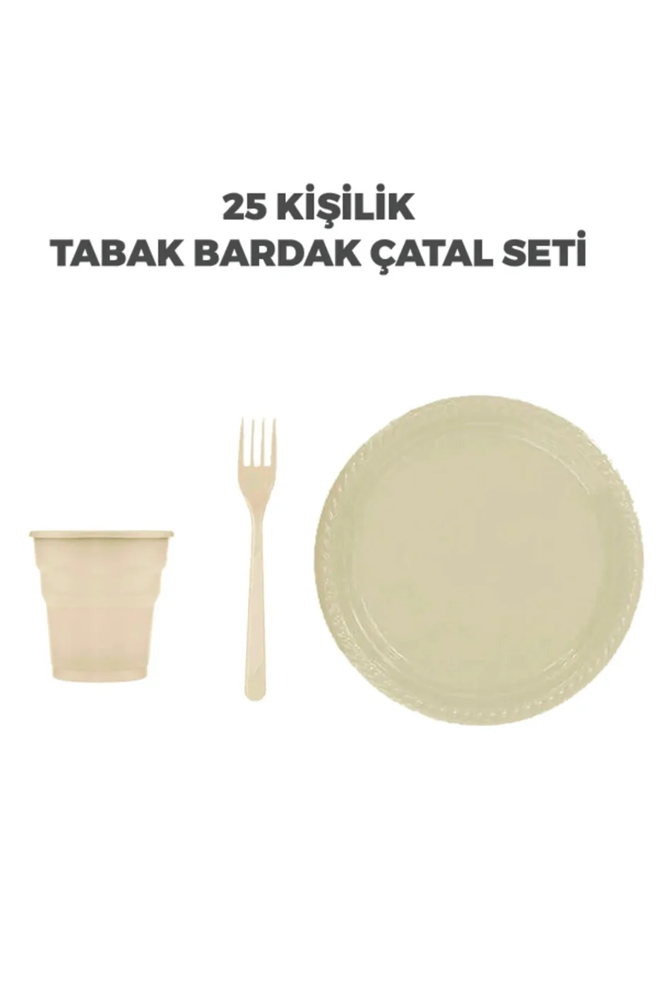 Plastik Tabak Bardak Çatal Seti 25 Li
