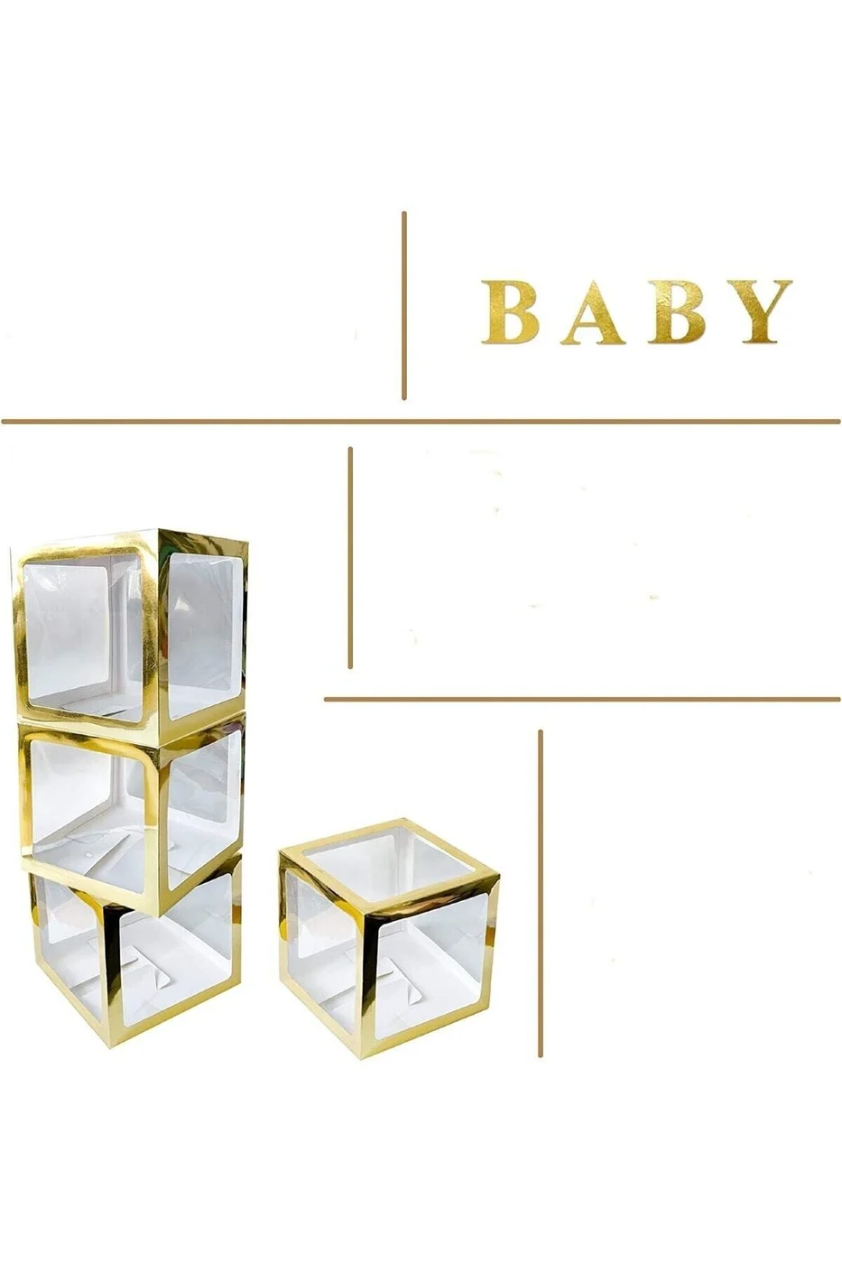4 Kutu Şeffaf Kutu Baby Yazılı Harf Gold 25 Cm gorsel 2