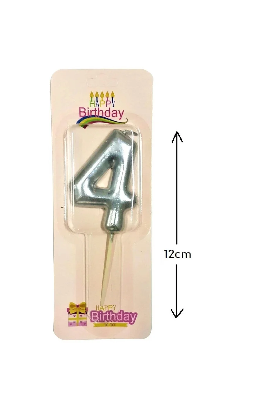 BÜYÜK BOY 4 RAKAM GÜMÜŞ MUM 12CM