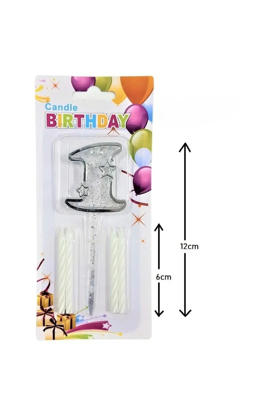 MİKA ŞEFFAF 1 RAKAM GÜMÜŞ MUM 12CM