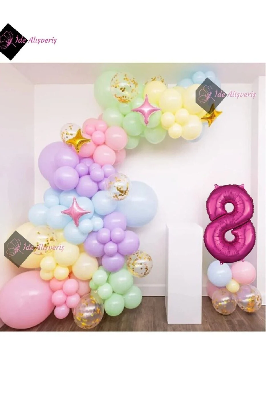 8 Yaş Pembe Kızlar Için Unicorn Doğum Günü Süslemeleri Ve Gökkuşağı Parti Malzemeleri. gorsel 2