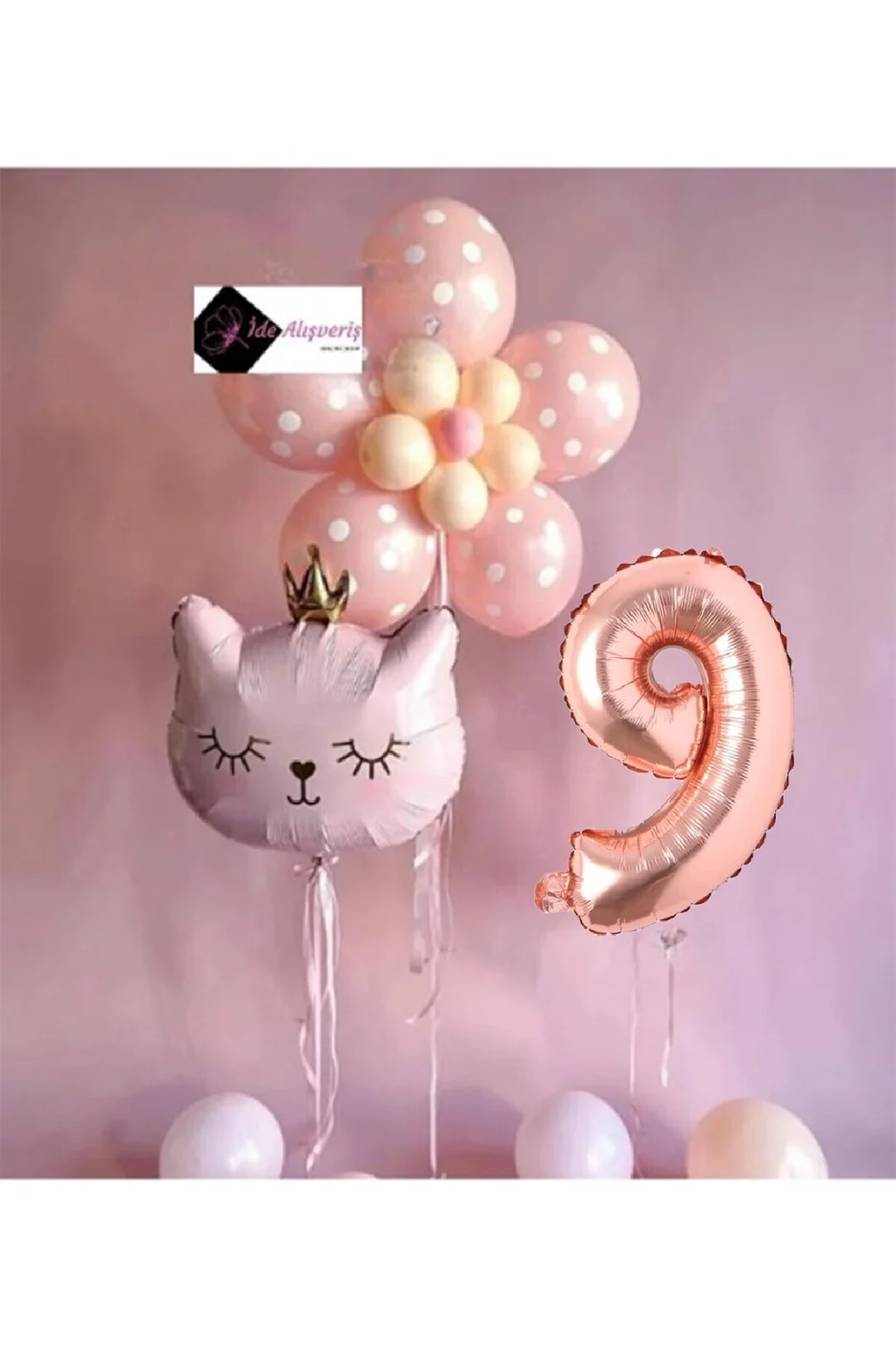 ÇİÇEK KEDİ BALON DEMETİ DOĞUM GÜNÜ SÜSÜ DOĞUM GÜNÜ PARTİ SETİ
