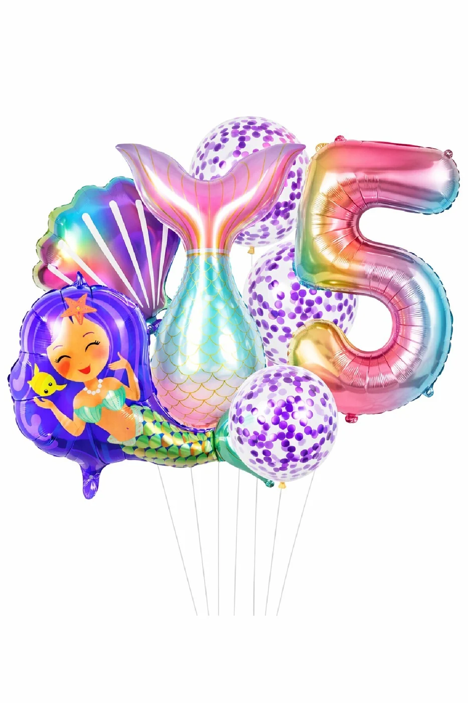Deniz Kızı Kuyruğu Deniz Kabuğu Temalı Doğum Günü Balon Seti Konfeti Balon Parti Süsleri