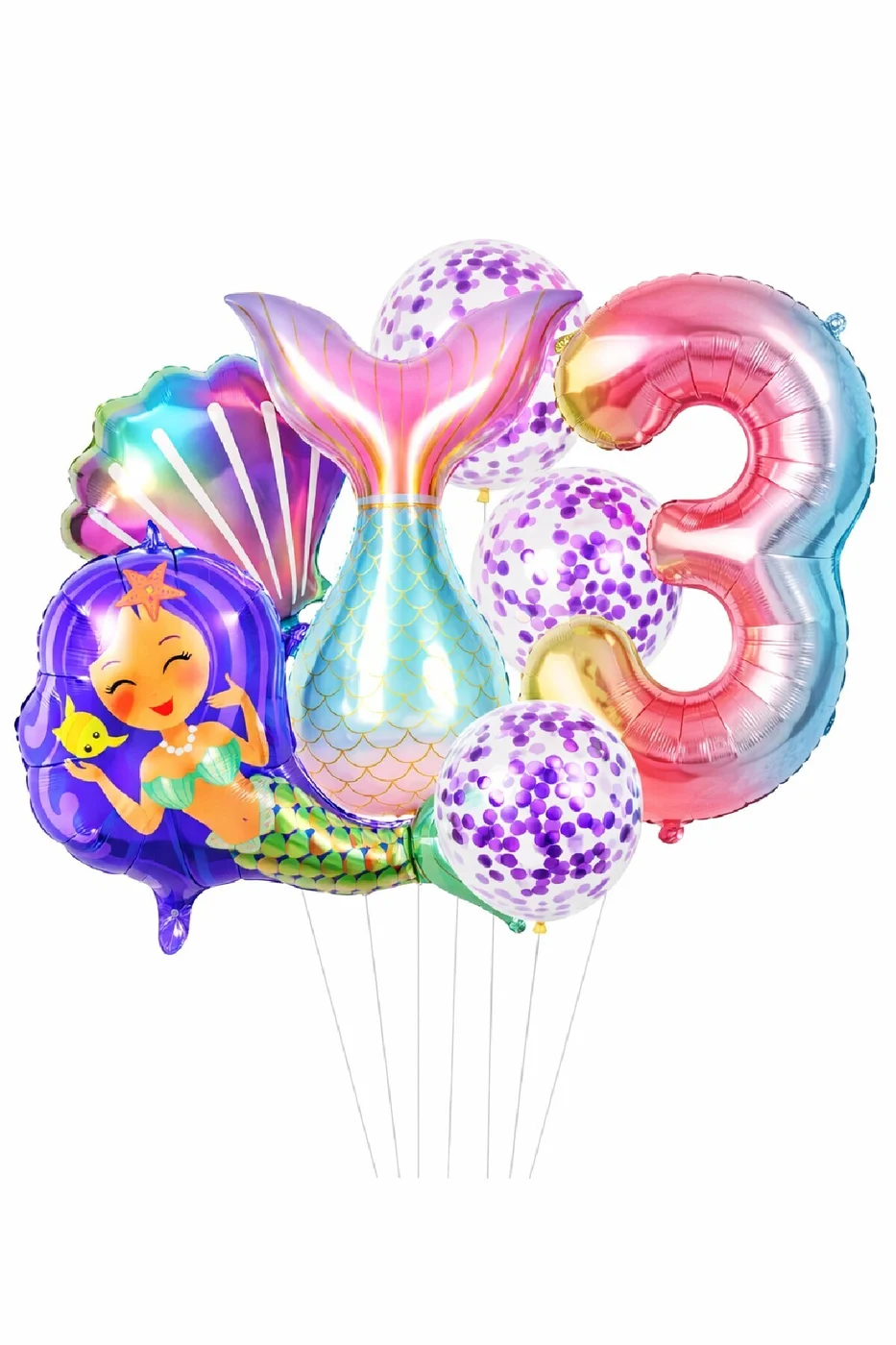 Deniz Kızı Kuyruğu Deniz Kabuğu Temalı Doğum Günü Balon Seti Konfeti Balon Parti Süsleri