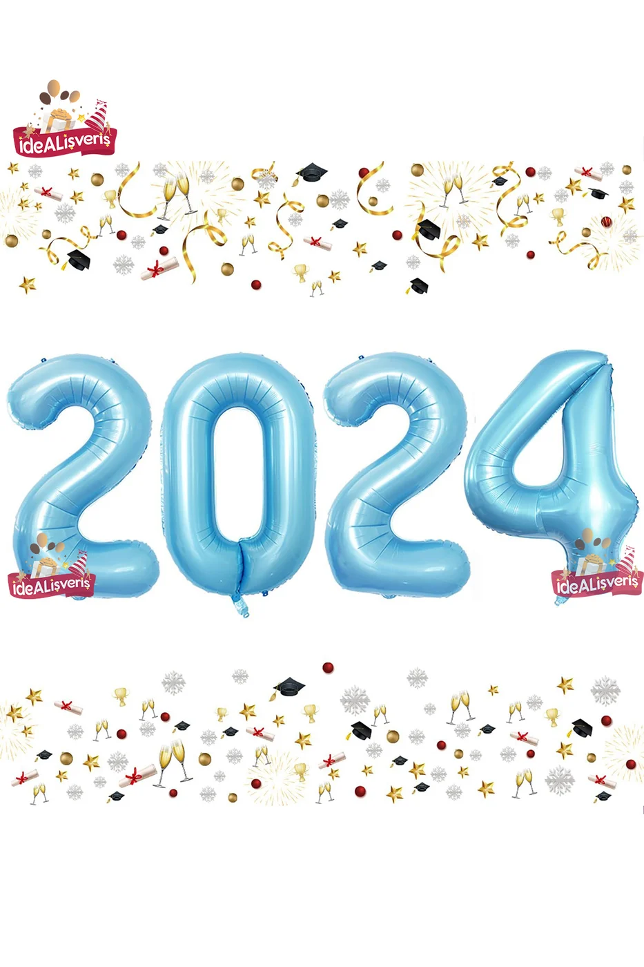 Yeni Yıl/Yılbaşı 2024 Folyo Balon