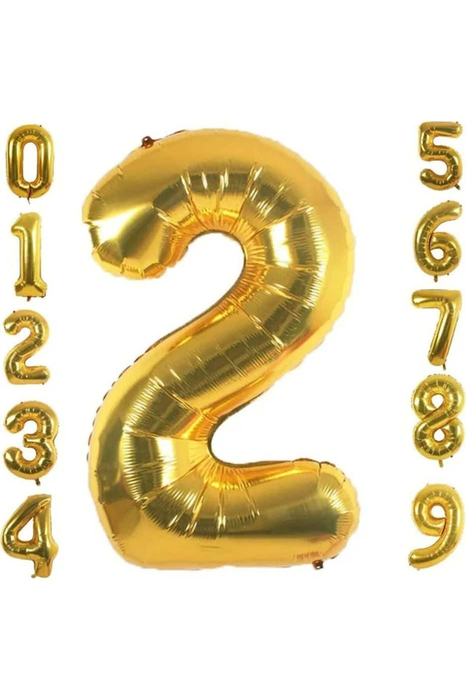 2 Yaş Rakam Folyo Balon Altın Renk 36 Cm 16 Inç -dogum Günü -parti-kutlama gorsel 2
