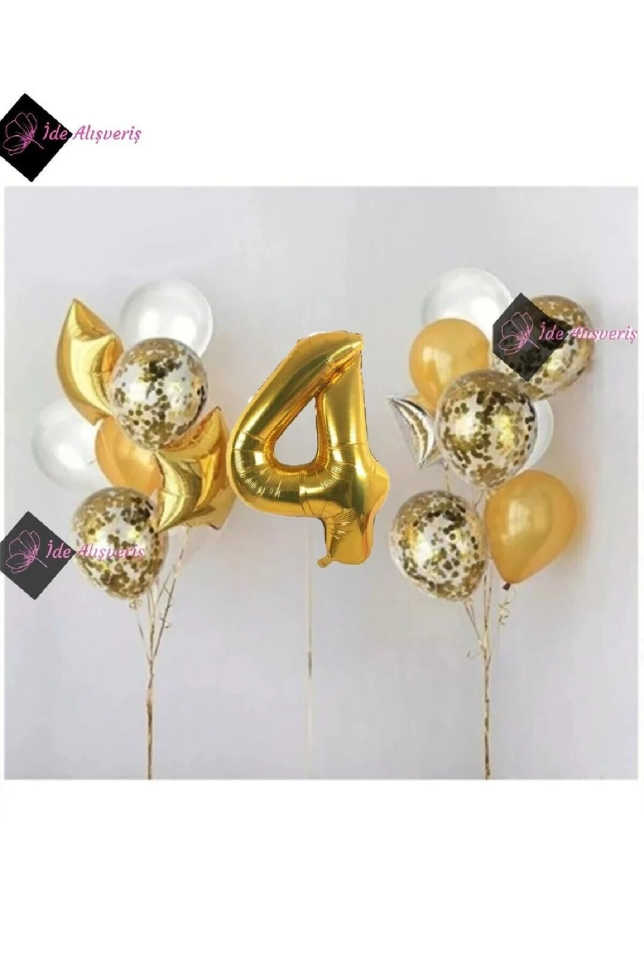 4 Yaş Gold Folyo Balon Şeffaf Balon Seti Doğum Günü Parti Seti gorsel 2