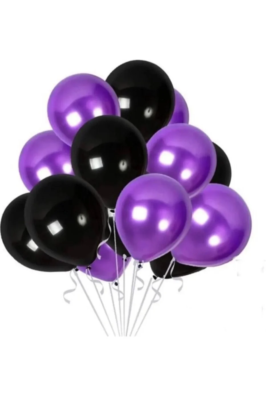 Wednesday Metalik Mor Siyah Balon  10 Adet gorsel 3