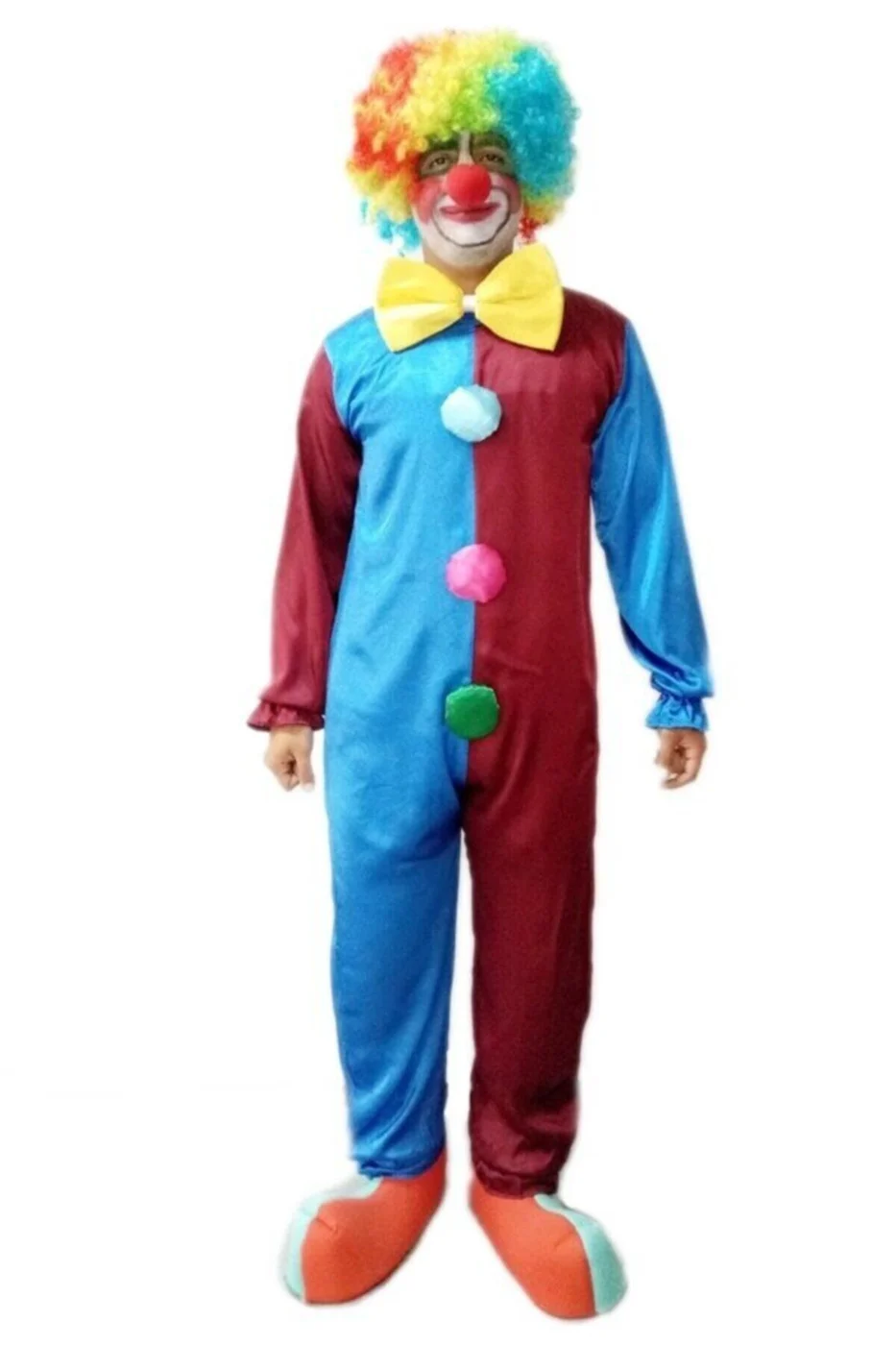 Unisex Bordo Palyaço Kostümü