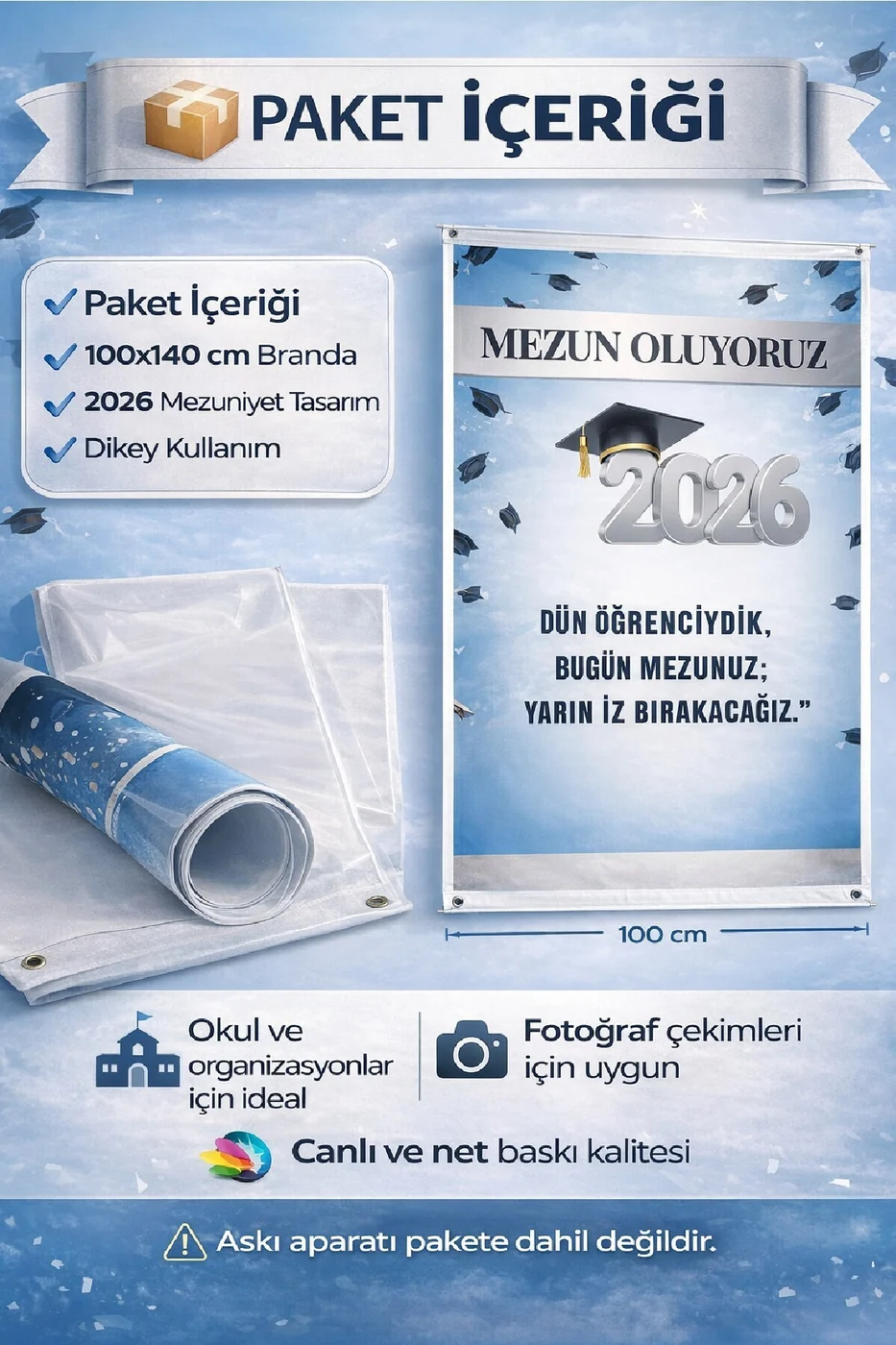 2026 Mezuniyet Afişi Mezun Oluyoruz Branda Poster Backdrop Fotoğraf Çekim Arka Plan Brandası gorsel 4